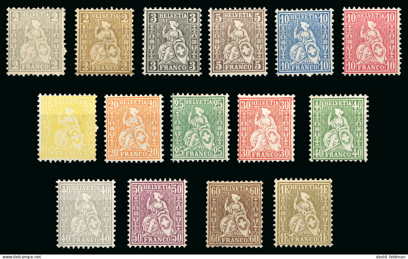 1862-1878, Sitzende Helvetia, Gezähnt 15 Verschiedene - Unused Stamps