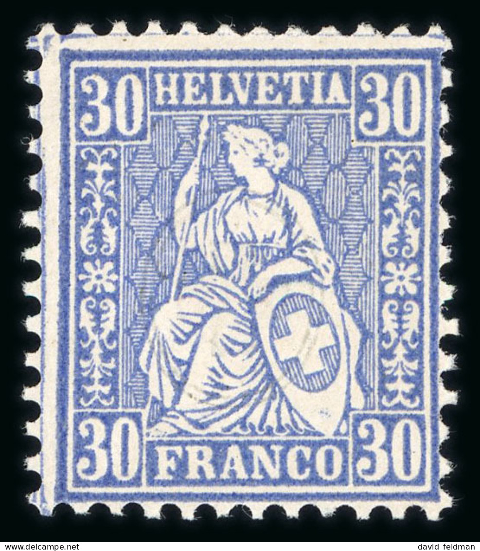 1867, Sitzende Helvetia, Gezähnt, 30c Ultramarin, Tadelloses Postfrisches Exemplar, Selten In Dieser Außergewöhnlichen F - Unused Stamps