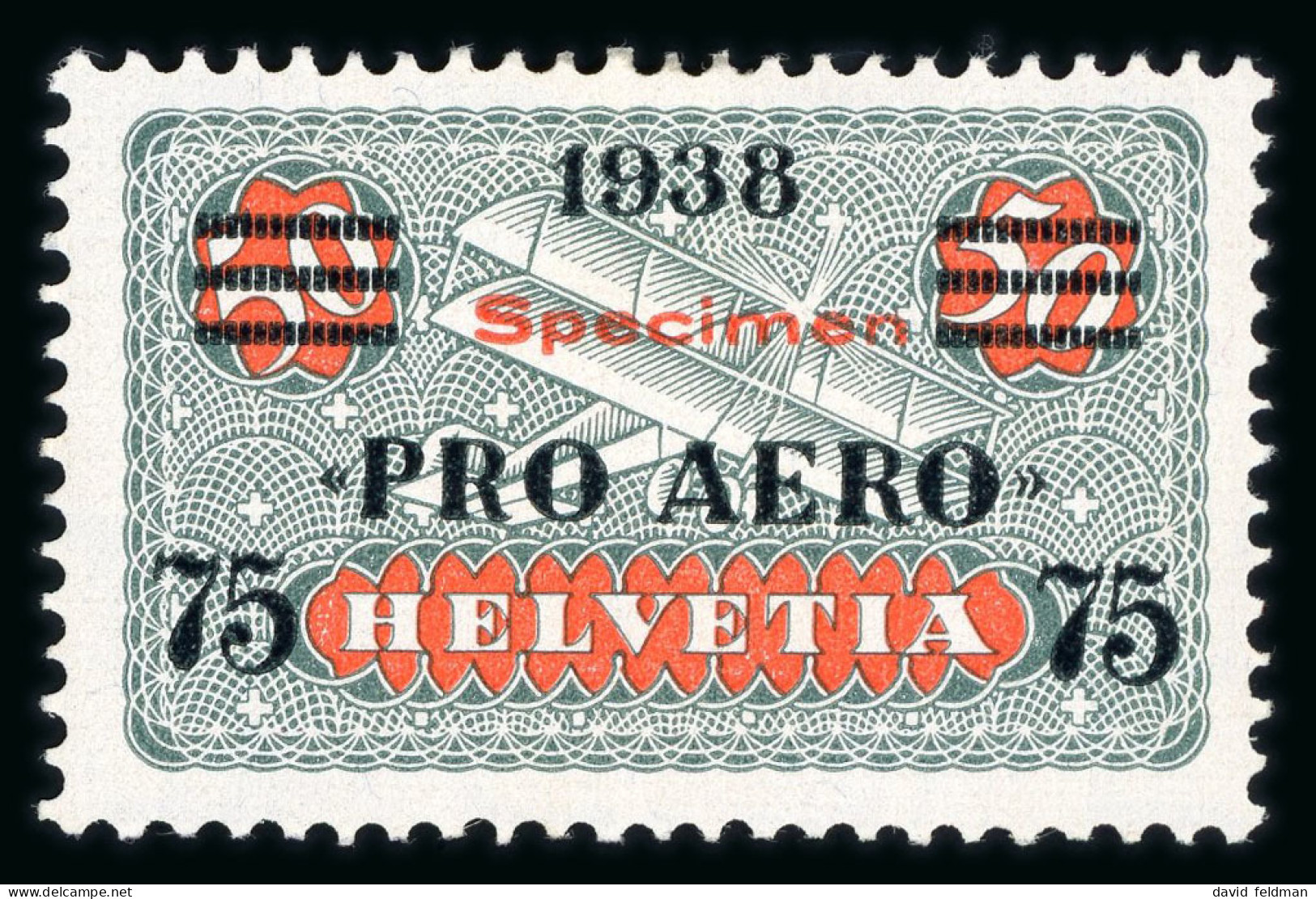 Schweiz, Flugpostmarken, 1938, 75/50 Rp Mit Pro Aero - Ongebruikt