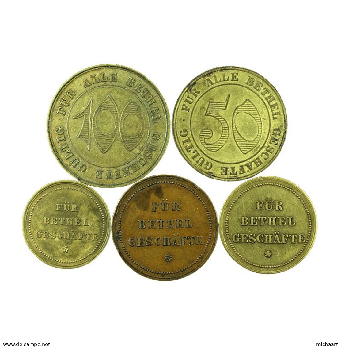 Token Bielefeld Bethel Shops Lot Of 5 Germany 5 10 50 100 Pfennig 03759 - Monedas/ De Necesidad