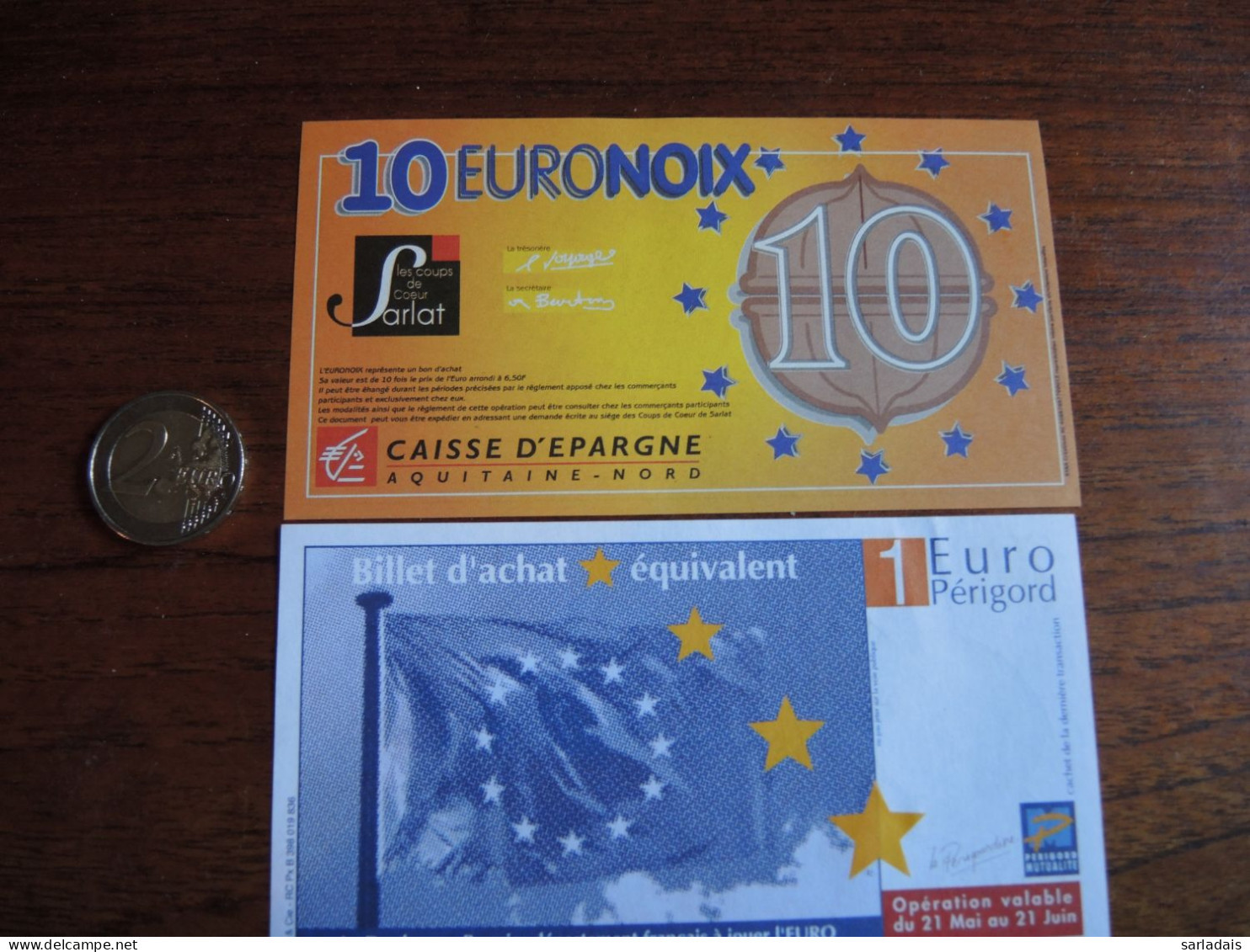 2 Billets Euros Précurseurs-sarlat-dordogne-euronoix-europérigord 1997 - 10 Euro