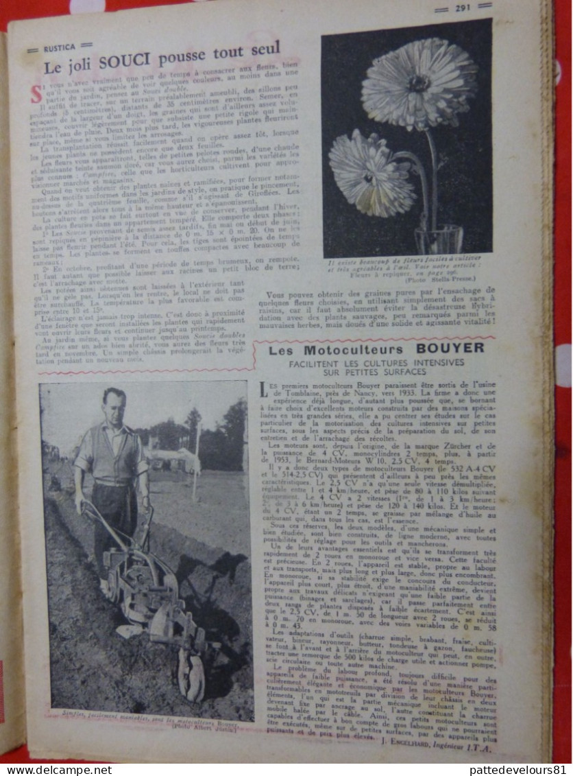 RUSTICA 1955 Souci Motoculteur BOUYER Fleur à Repiquer Chasse Au Putois Poisson L'Omble Du Canada - Jagen En Vissen