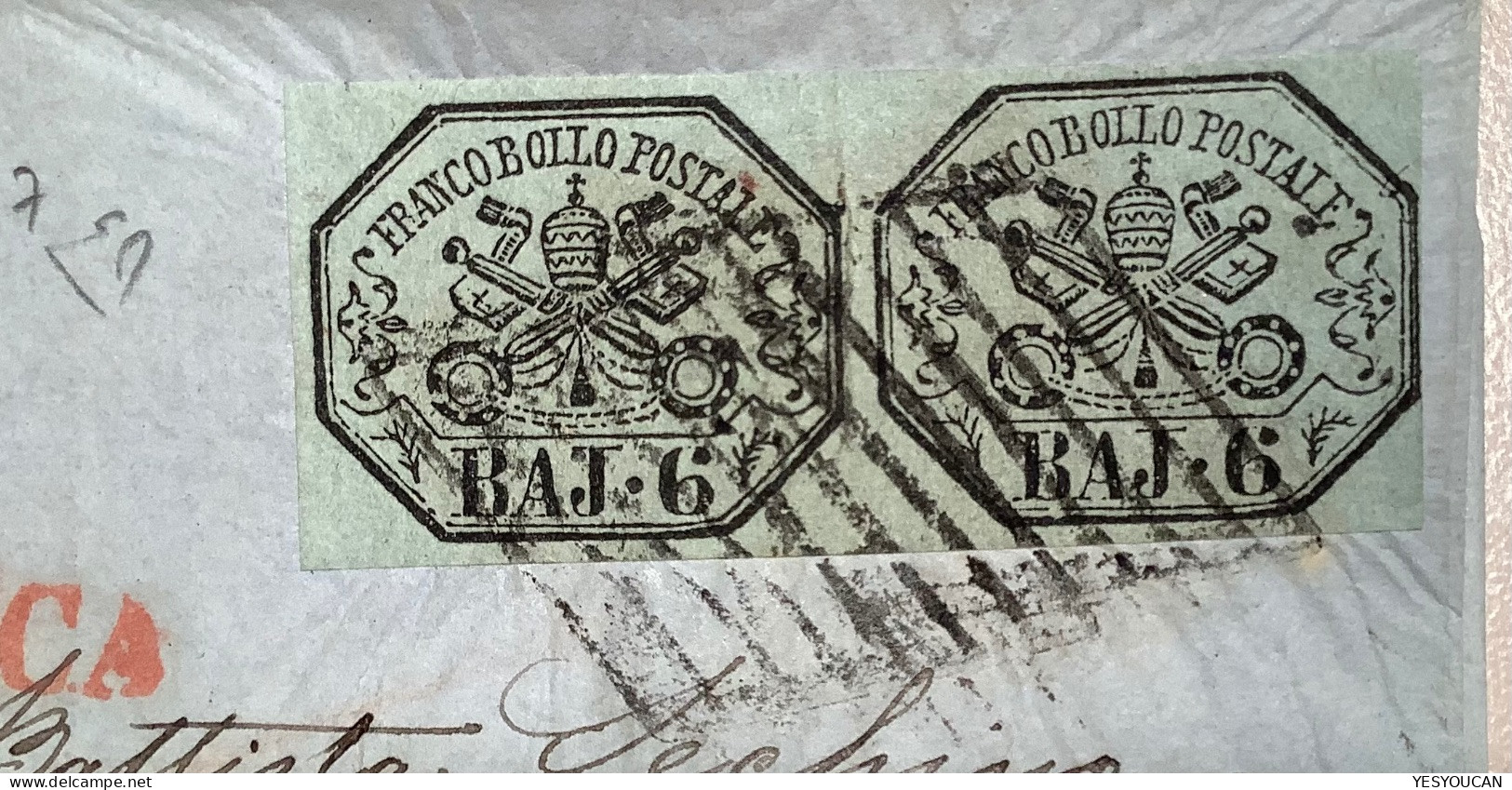 ROMA 1857 Lettera Sa.7  975€ VF>Sardegna, E.Diena (Stato Pontificio Lettre Pontifical States Cover 1852 - Stato Pontificio