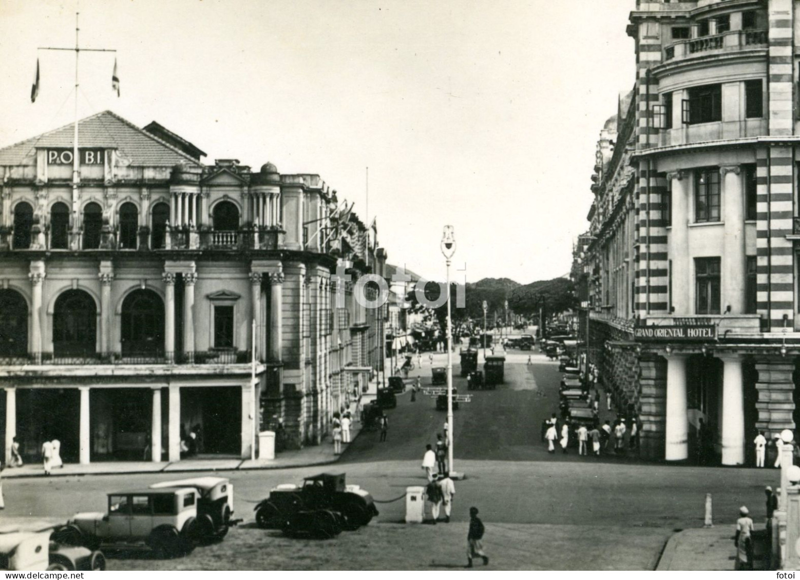 OLD REAL PHOTO GRAND ORIENTAL HOTEL AND P&O BUIDING CEYLON SRI LANKA CARTE POSTAL - Sri Lanka (Ceylon)