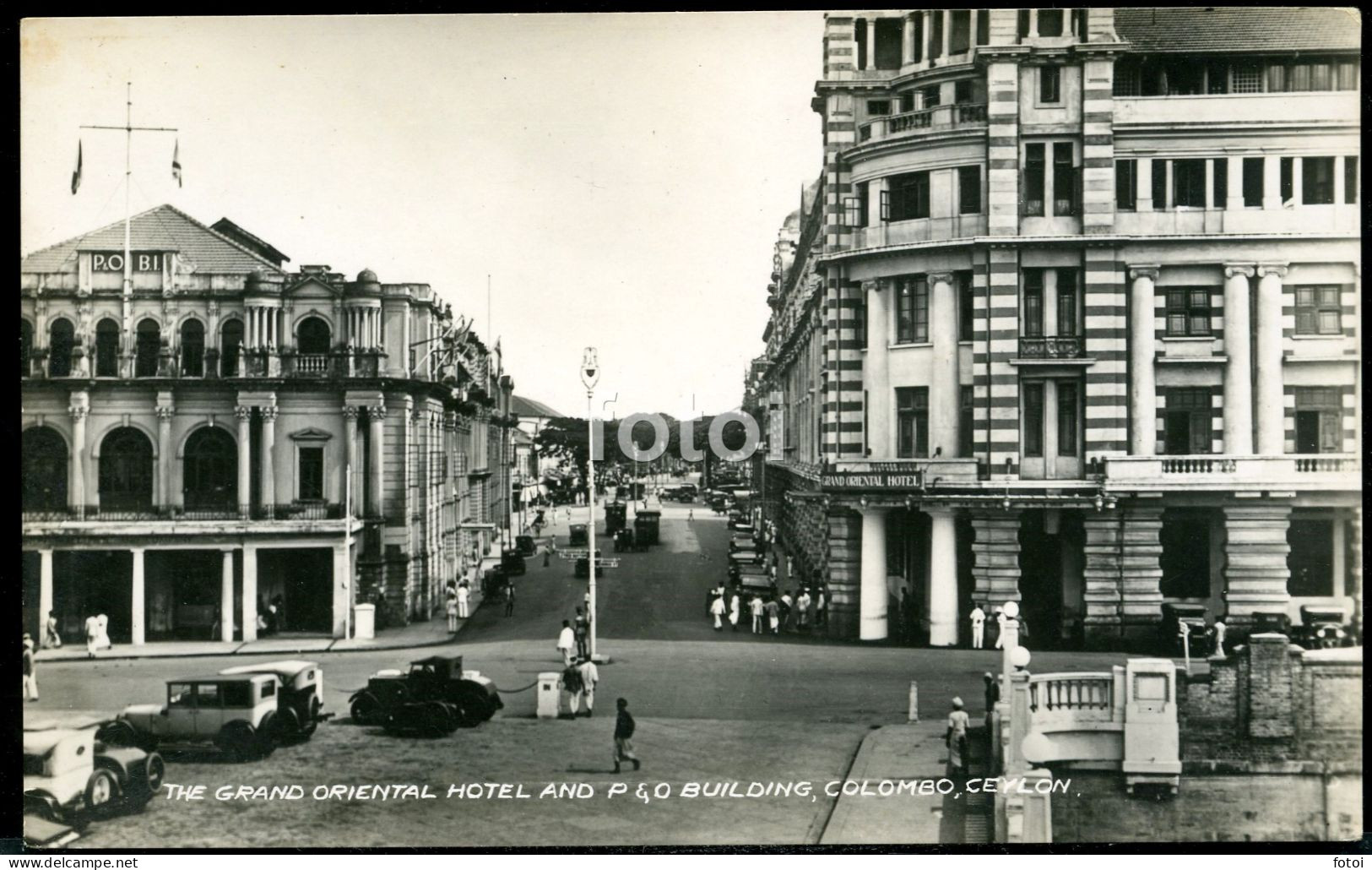 OLD REAL PHOTO GRAND ORIENTAL HOTEL AND P&O BUIDING CEYLON SRI LANKA CARTE POSTAL - Sri Lanka (Ceylon)