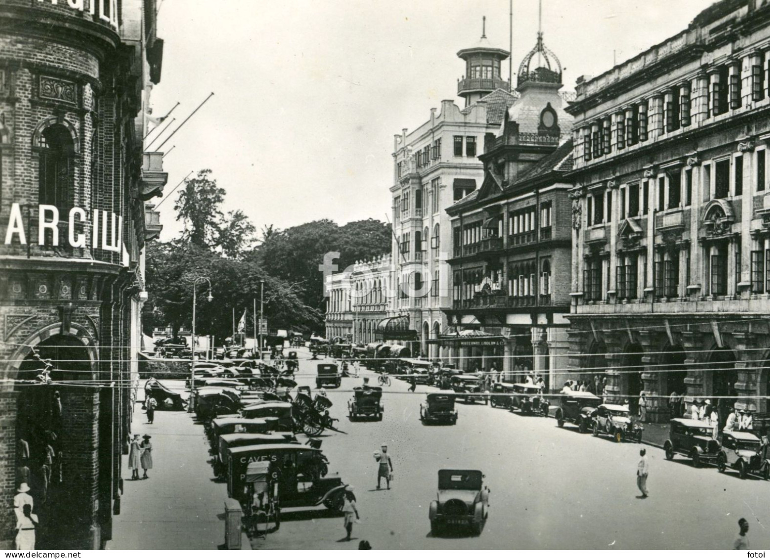 OLD REAL PHOTO PRINCE STREET FORT COLOMBO CEYLON SRI LANKA CARS CARTE POSTAL - Sri Lanka (Ceylon)