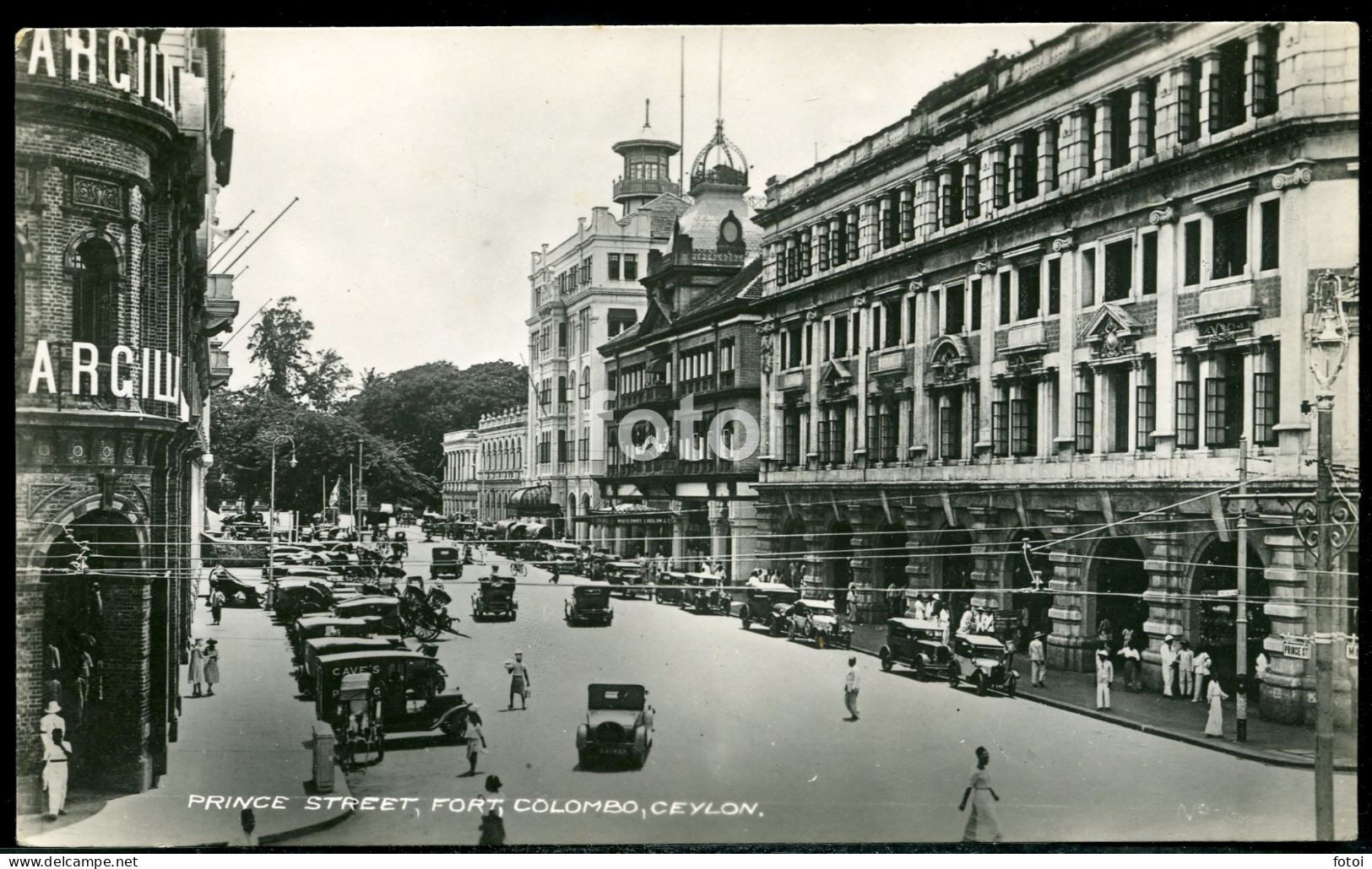 OLD REAL PHOTO PRINCE STREET FORT COLOMBO CEYLON SRI LANKA CARS CARTE POSTAL - Sri Lanka (Ceylon)