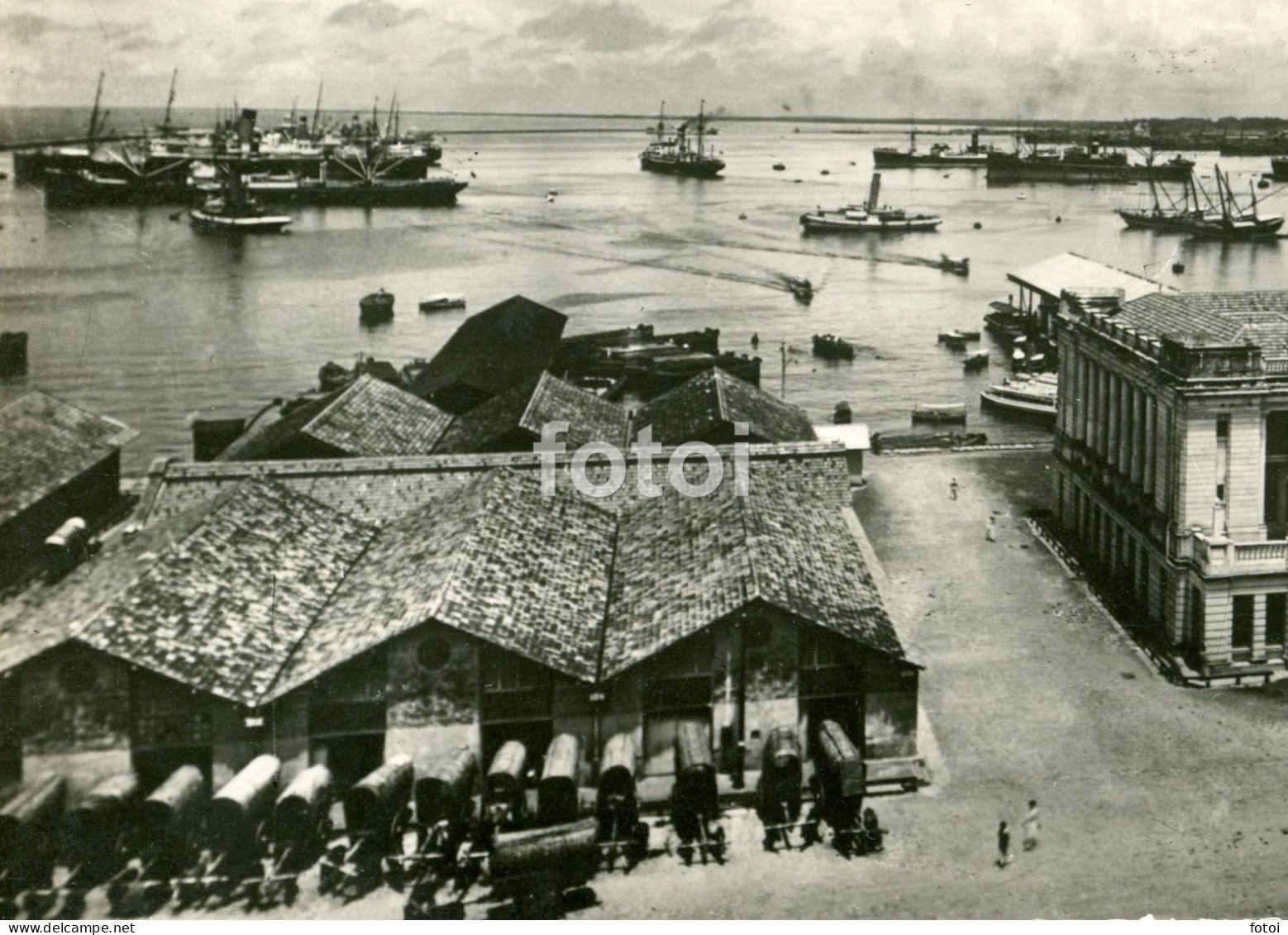 OLD REAL PHOTO COLOMBO HARBOUR CEYLON SRI LANKA CARS CARTE POSTAL - Sri Lanka (Ceylon)