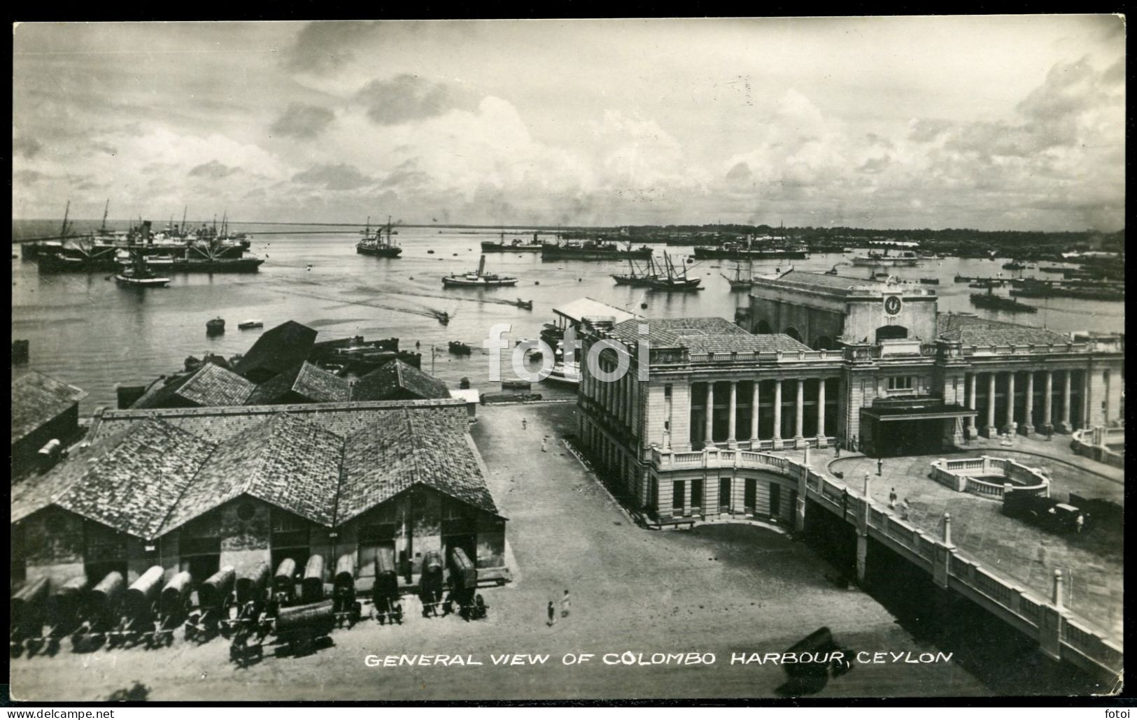 OLD REAL PHOTO COLOMBO HARBOUR CEYLON SRI LANKA CARS CARTE POSTAL - Sri Lanka (Ceylon)