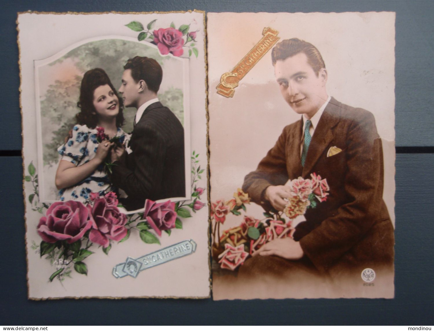 2 Cpa  Sainte-Catherine -  Couple Et Homme Aux Fleurs - Sainte-Catherine