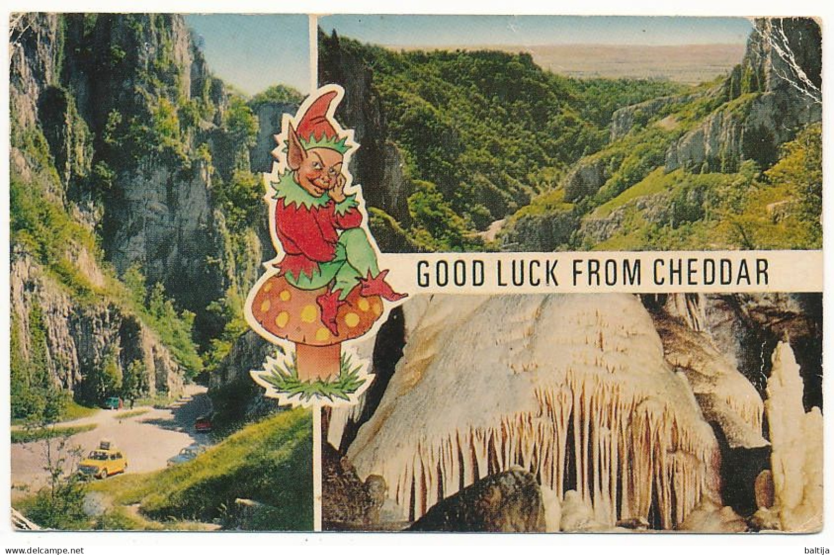 8p QEII Solo Slogan Postcard Abroad / Cheddar, Wales - 25 July 1977 Carmarthen, Dyfed - Pays De Galles