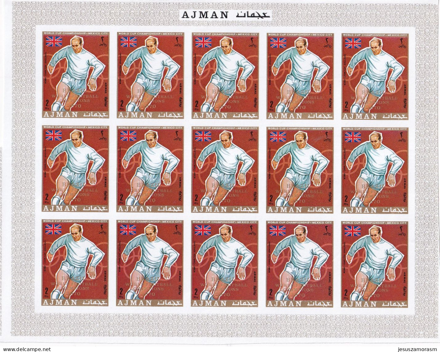 Ajman Nº Michel 586B Al 591B En Hojas De 15 Series SIN DENTAR - 1970 – Mexique