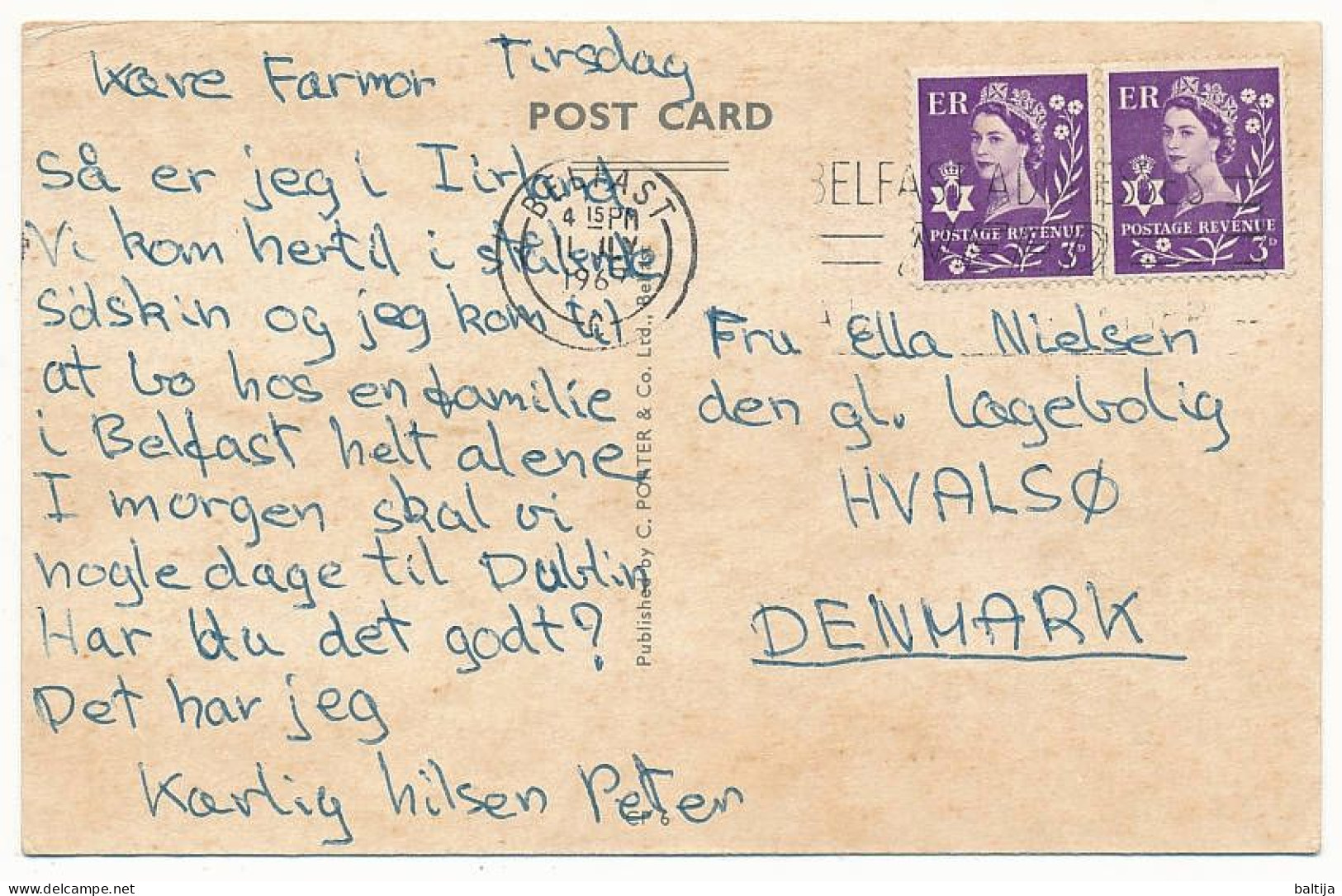 2x 3p QEII Postcard Abroad / Northern Ireland - 11 July 1967 Belfast - Irlanda Del Norte