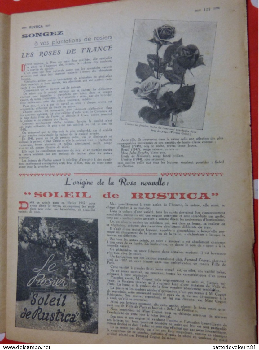 RUSTICA 1950 Rosier Soleil Poule Faverolles Enseignement Agricole Et Ménager Pour Jeunes Filles Pêche Brochet - Fischen + Jagen