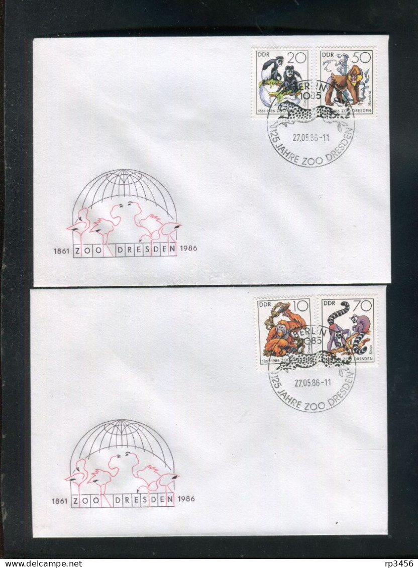 "DDR" 1986, Mi. 3019-3022 "Dresdner Zoo" Auf 2 FDC (0575) - 1981-1990