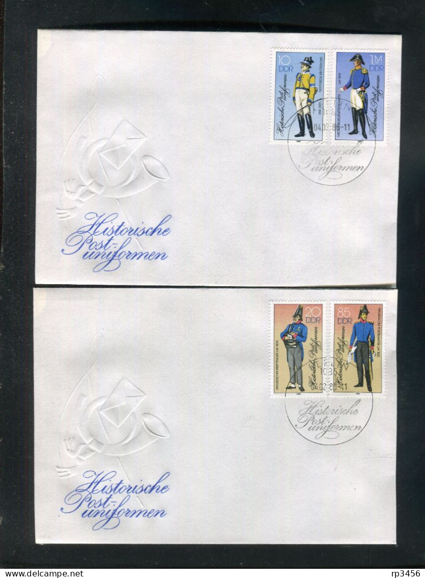 "DDR" 1986, Mi. 2997I-3000I "Historische Uniformen" Auf 2 FDC (0577) - 1981-1990