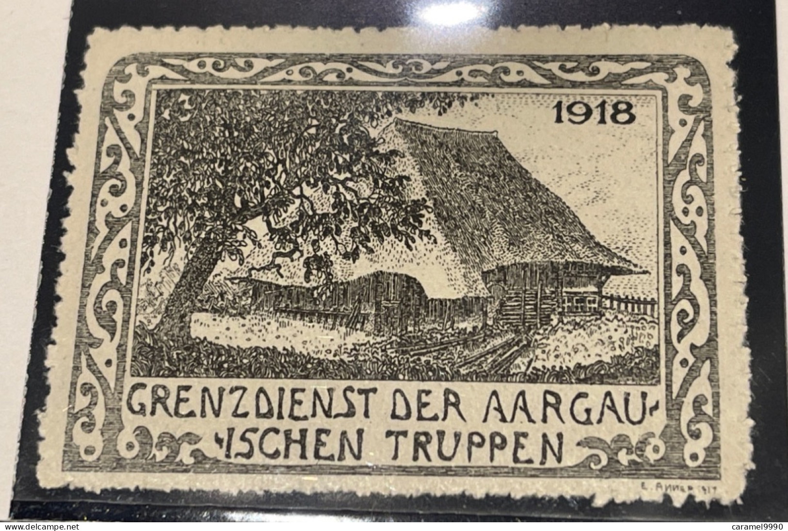 Schweiz Swiss Soldatenmarke  Grenzdienst Der Aargau Inschenken Trippen 1918 Z 20 - Vignetten