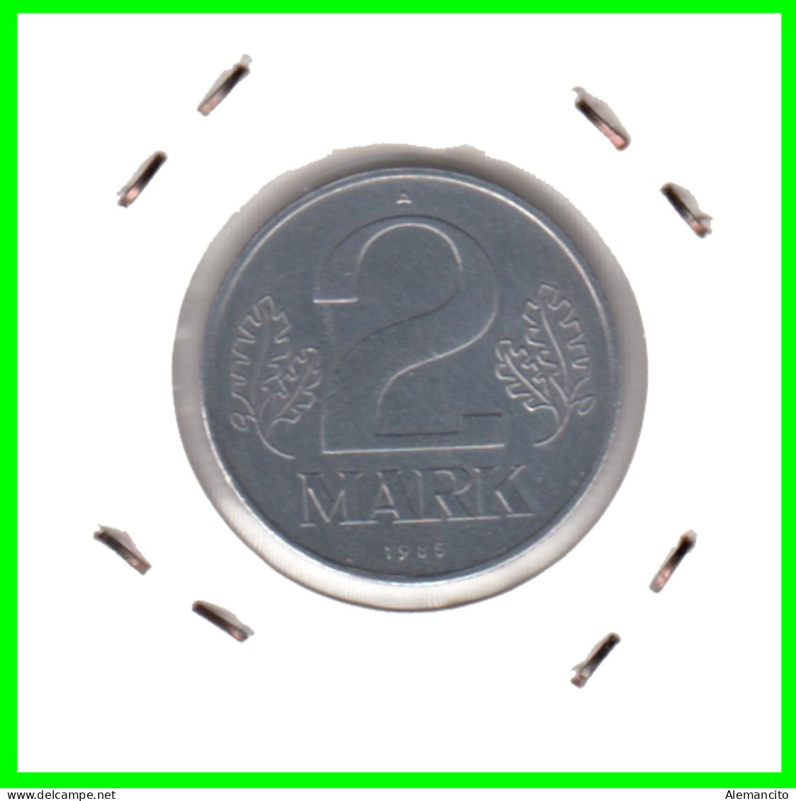 ( GERMANY DDR ) REPUBLICA DEMOCRATICA DE ALEMANIA (DDR) MONEDA DE 2-DM AÑO 1985  MONEDA ALUMINIO - 27 mm.EMBLEMA - 2 Mark