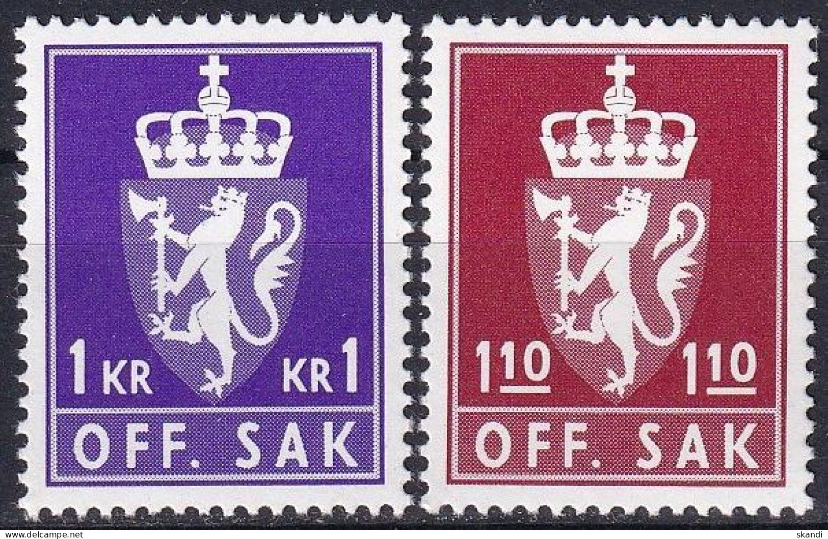 NORWEGEN 1980 Mi-Nr. D 107/08 Dienstmarken ** MNH - Dienstmarken