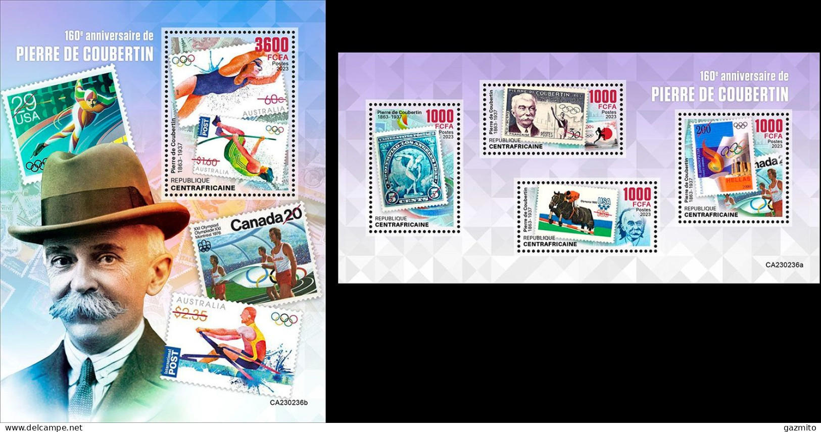 Centrafrica 2023, De Coubertin, Olympic Stamp, 4val In BF+BF - Ete 1948: Londres