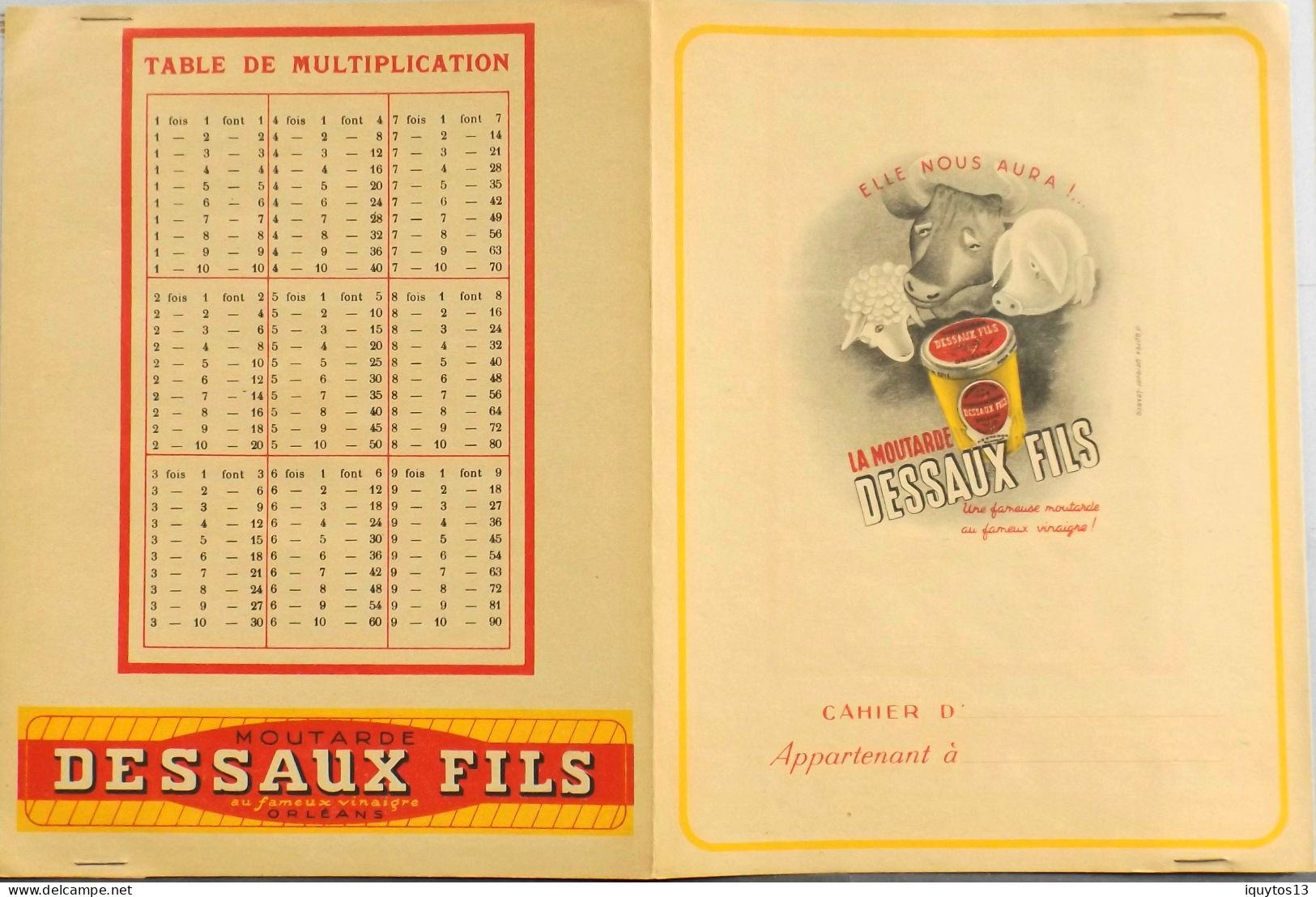 PROTEGE CAHIER - La Moutarde DESSAUX Fils - Orléans - Cochon , Vache , Mouton - TBE - Omslagen Van Boeken