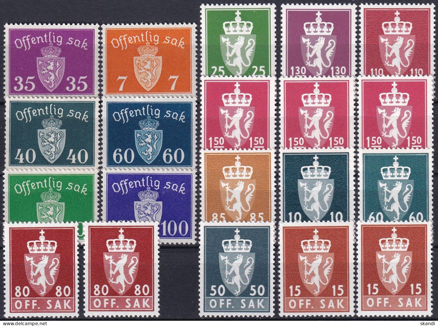 NORWEGEN 1980 Mi-Nr. Lot Dienstmarken ** MNH - Officials