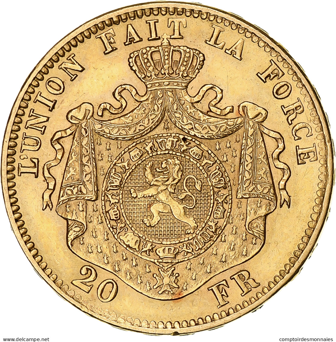 Monnaie, Belgique, Leopold II, 20 Francs, 20 Frank, 1870, Tranche Fautée, TTB+ - 20 Francs (gold)
