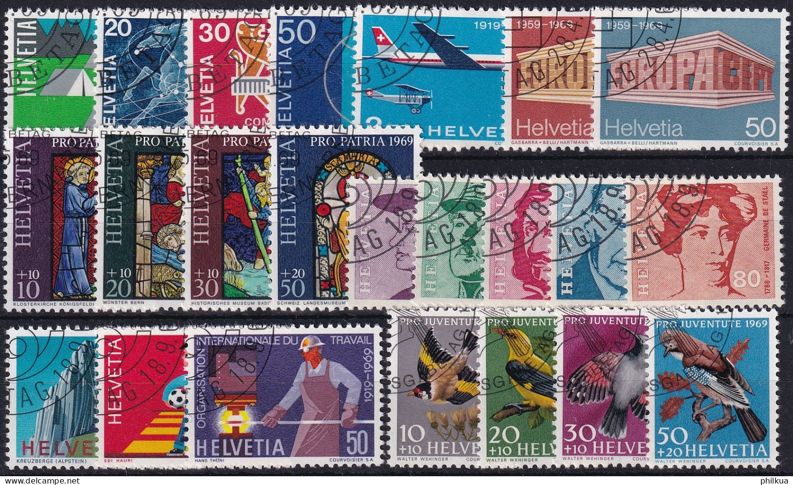 Jahresserie 1969 Schweiz, Michel 895 - 917 Alle Mit Einheitlichem ET-Eckstempel - Lotes/Colecciones