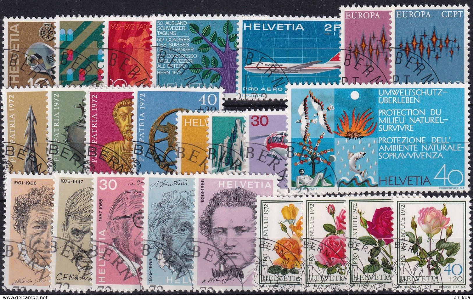 Jahresserie 1972 Schweiz, Michel 964 - 987 Alle Mit Einheitlichem ET-Eckstempel - Lotes/Colecciones