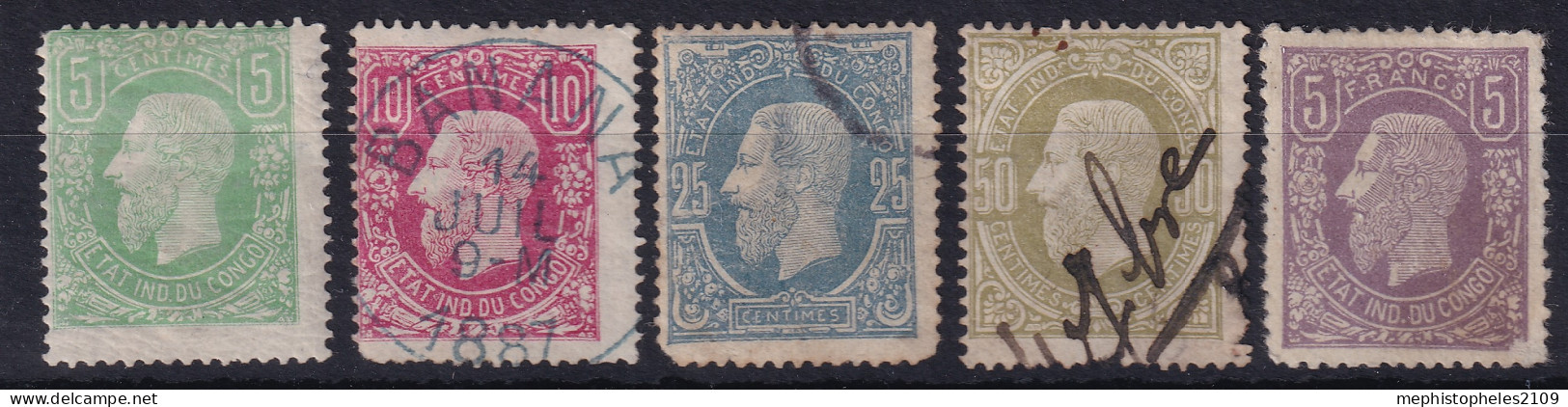 BELGISCH-CONGO 1886 - MLH/canceled - Sc# 1-5 - 1884-1894