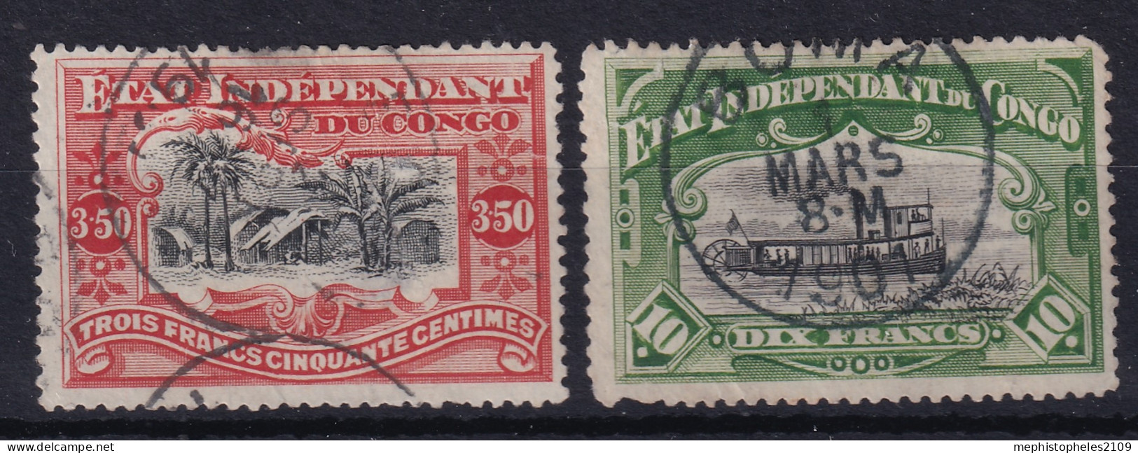 BELGISCH-CONGO 1898 - Canceled - Sc# 29, 30 - 29 Damaged! - Gebruikt