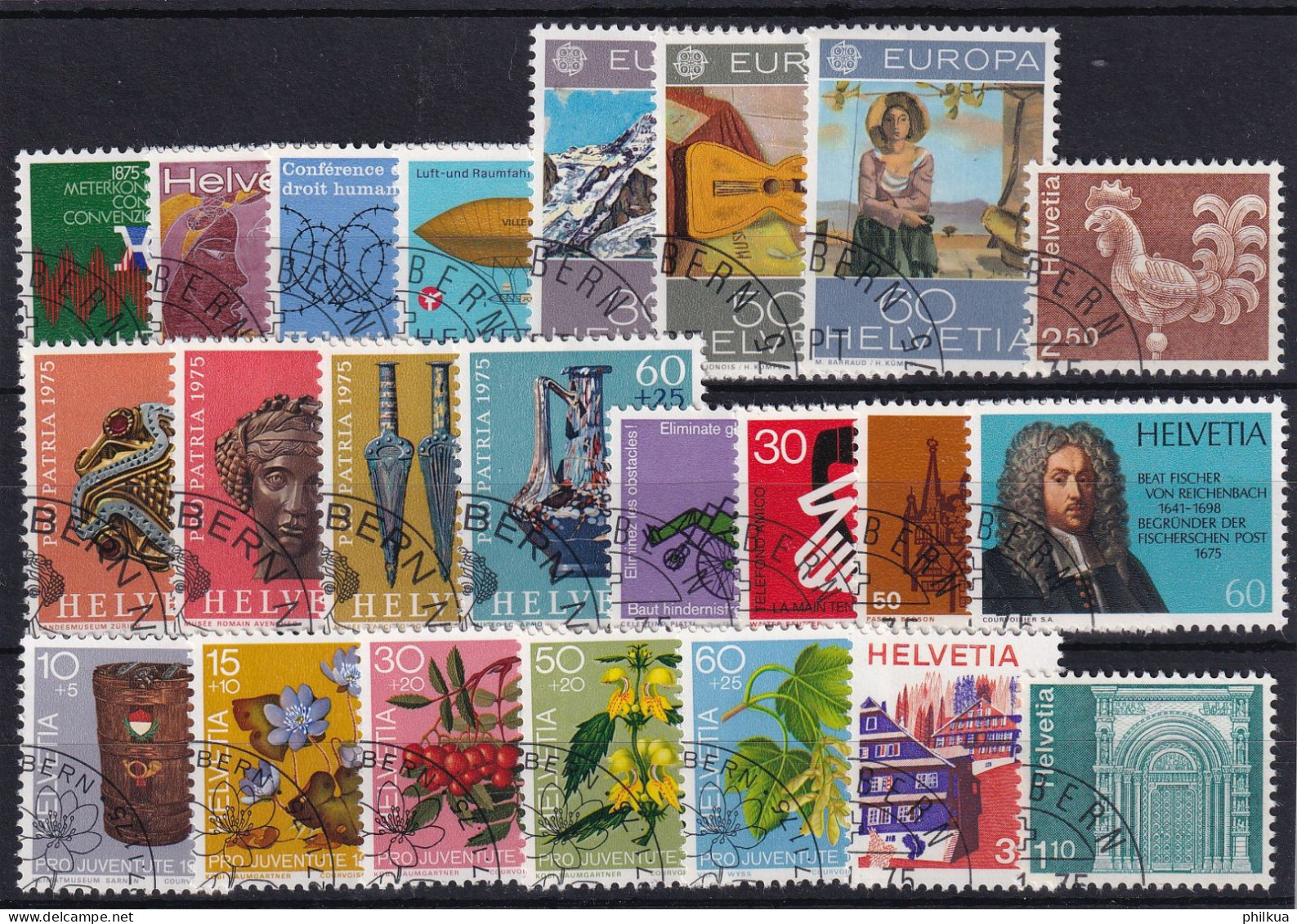 Jahresserie 1975 Schweiz, Michel 1046 - 1068 Alle Mit Einheitlichem ET-Eckstempel - Collections