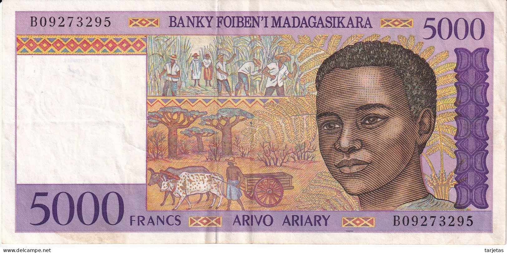 BILLETE DE MADAGASCAR DE 5000 FRANCS DEL AÑO 1995  (BANK NOTE) - Madagascar