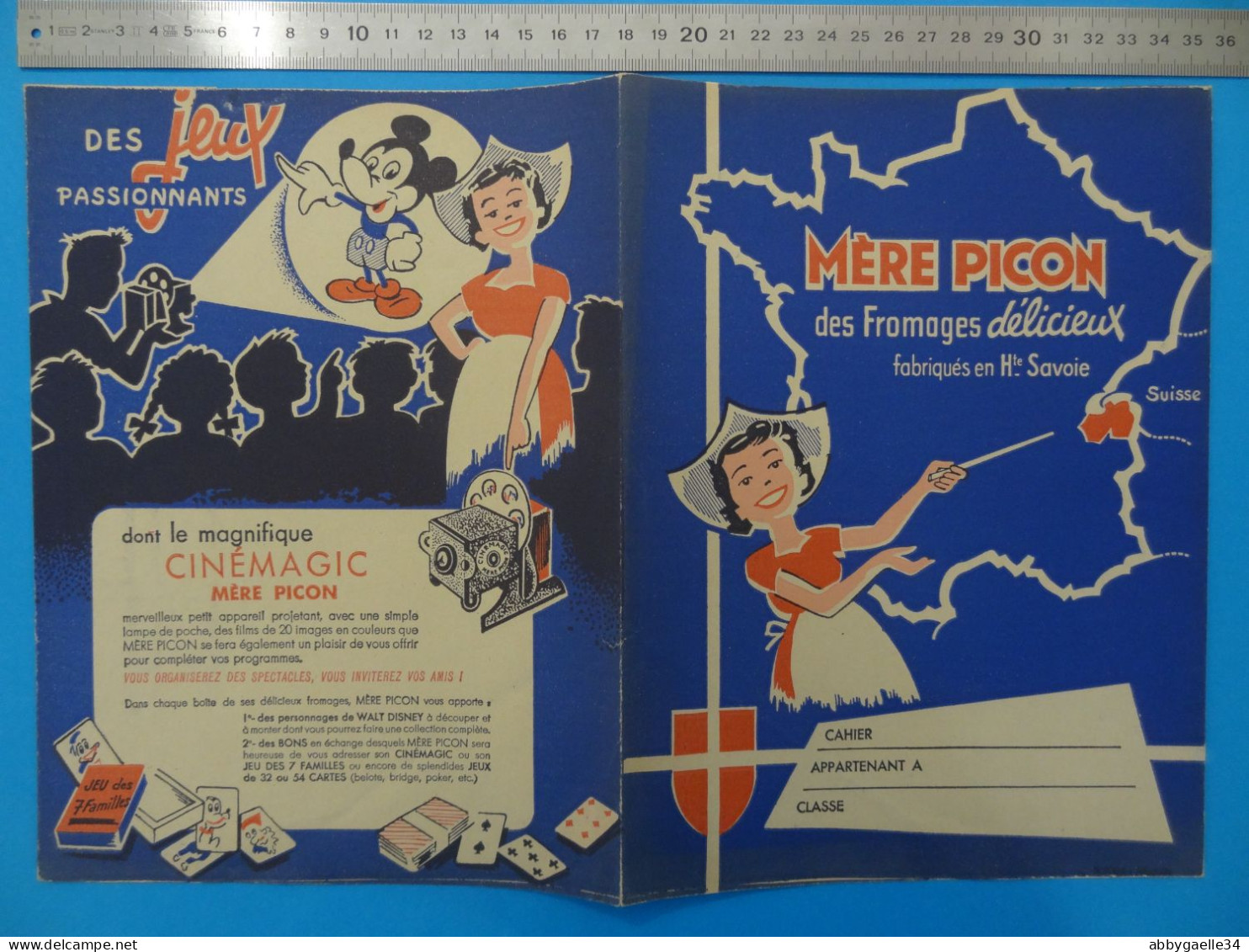 Protège-cahier Publicitaire MERE PICON Fromages Saint-Félix (Haute-Savoie) Cinémagic Walt Disney Mickey - Cocoa & Chocolat