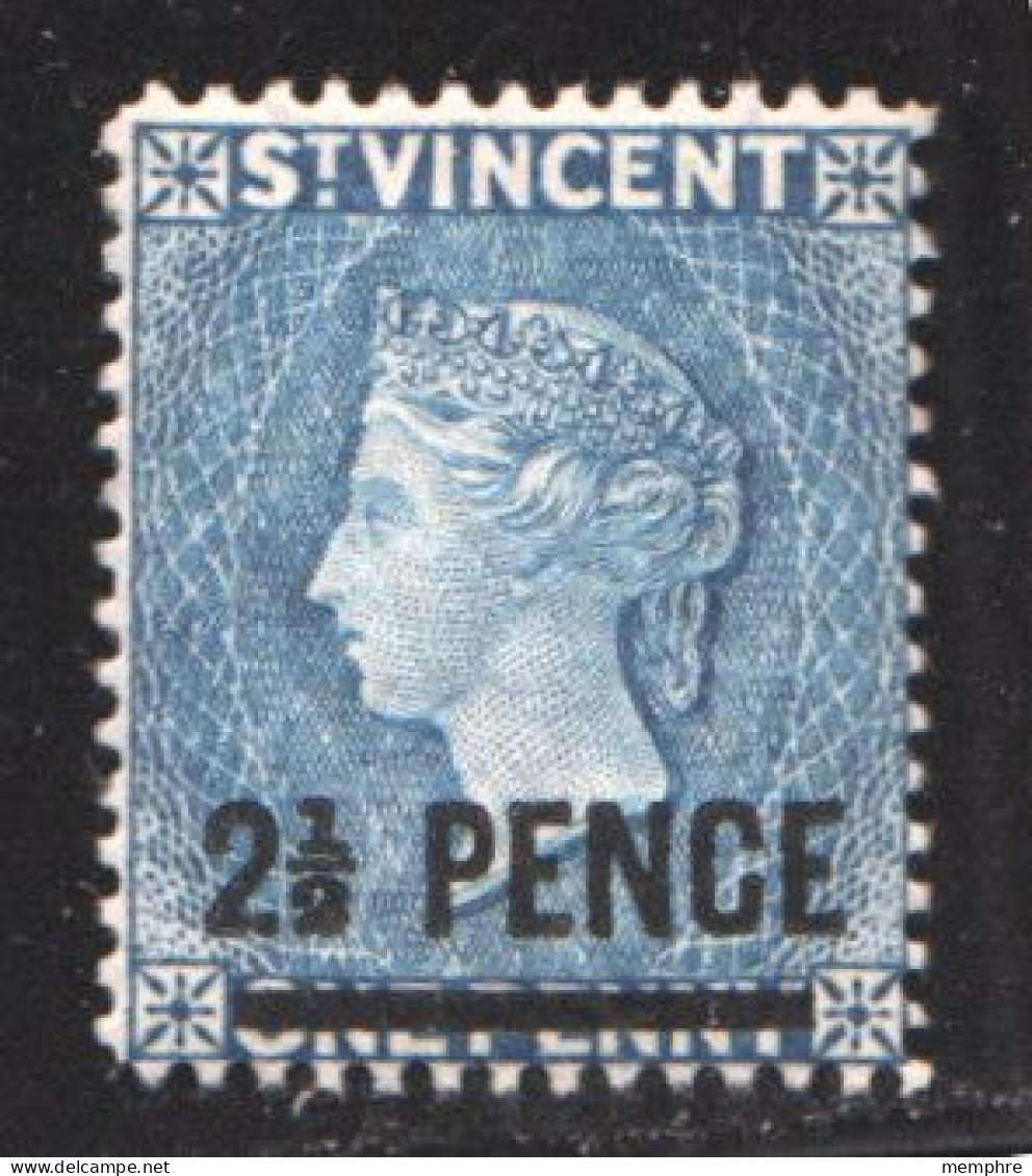 StVincent Victoria 2½d. On 1d. Milky Blue SG 49** MNH - St.Vincent (...-1979)