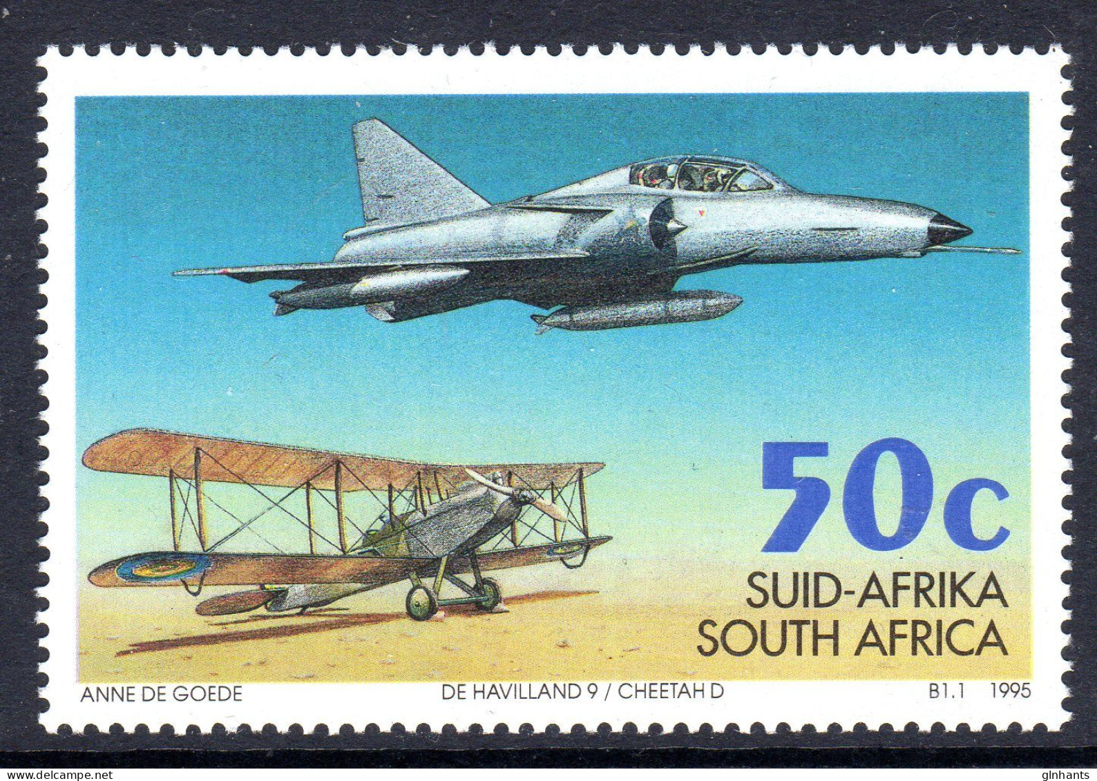 SOUTH AFRICA - 1995 AVIATION ANNIVERSARY 50c STAMP FINE MNH ** SG 873 - Neufs