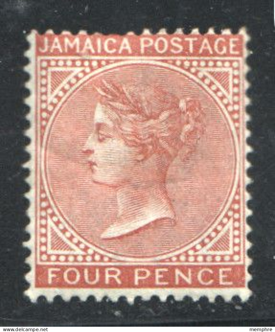 Jamaica 1883 Red-orange 4d. Crown CA Watermark Hinged - Jamaica (...-1961)