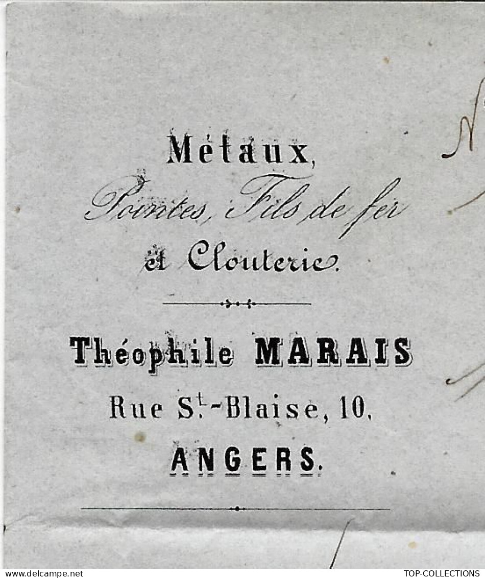 1855 Timbre Empire Non Dentelé Oblit. Pet. Ch.  78 Angers Maine Et Loire  Théophile Marais Métaux Pour  Bougueret Marten - 1849-1876: Klassik