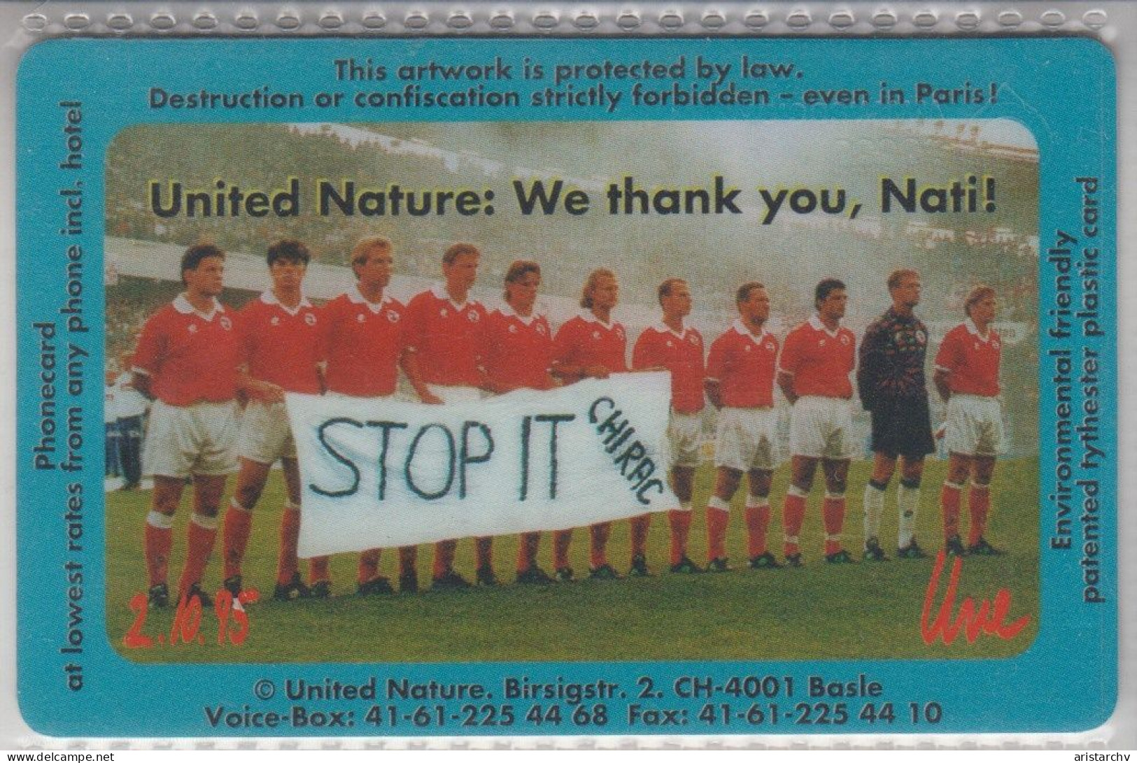 UNITED KINGDOM 1995 FOOTBALL UNITED NATURE WE THANK YOU NATI STOP IT CHIRAK - Deportes