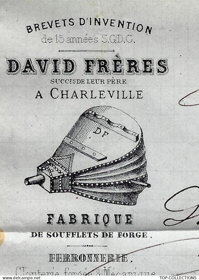 1872 ENTETE David Frères à Charleville  Soufflets De Forge  Pour Mathieu Fils à  Matton Et Clemency  Ardennes - 1800 – 1899