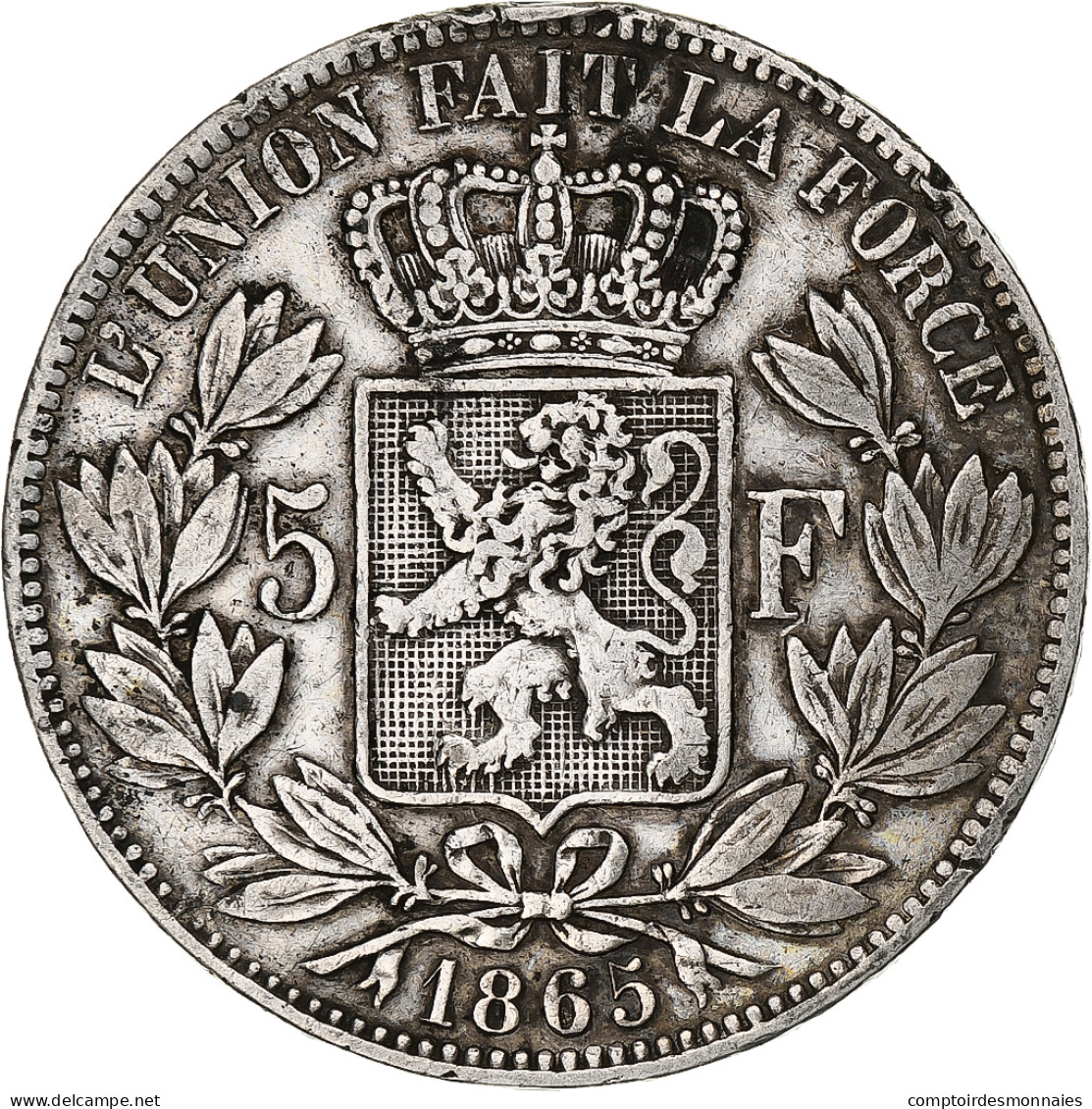 Belgique, Leopold I, 5 Francs, 5 Frank, 1865, Argent, TTB, KM:17 - 5 Frank