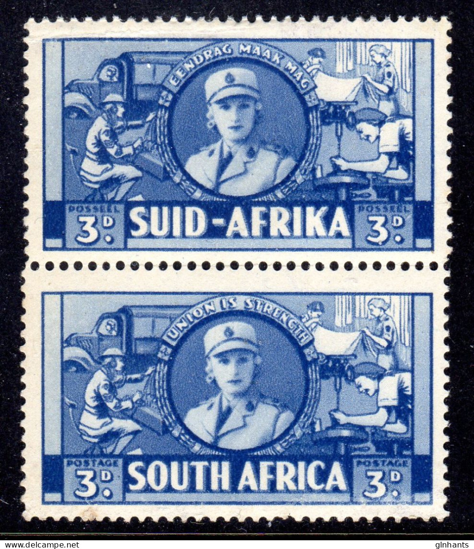 SOUTH AFRICA - 1941 3d AUXILIARY SERVICES VERTICAL PAIR MNH ** SG 91 (2 SCANS) - Unused Stamps