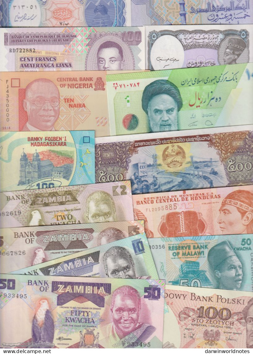 DWN - 100 World UNC Different Banknotes - FREE MYANMAR 5 Kyats 1995 (P.70b) REPLACEMENT CY - Verzamelingen & Kavels