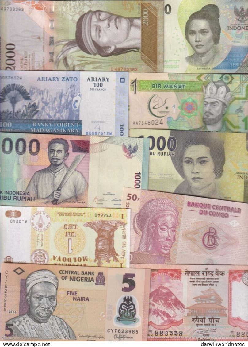 DWN - 100 World UNC Different Banknotes - FREE MYANMAR 5 Kyats 1995 (P.70b) REPLACEMENT CY - Sammlungen & Sammellose