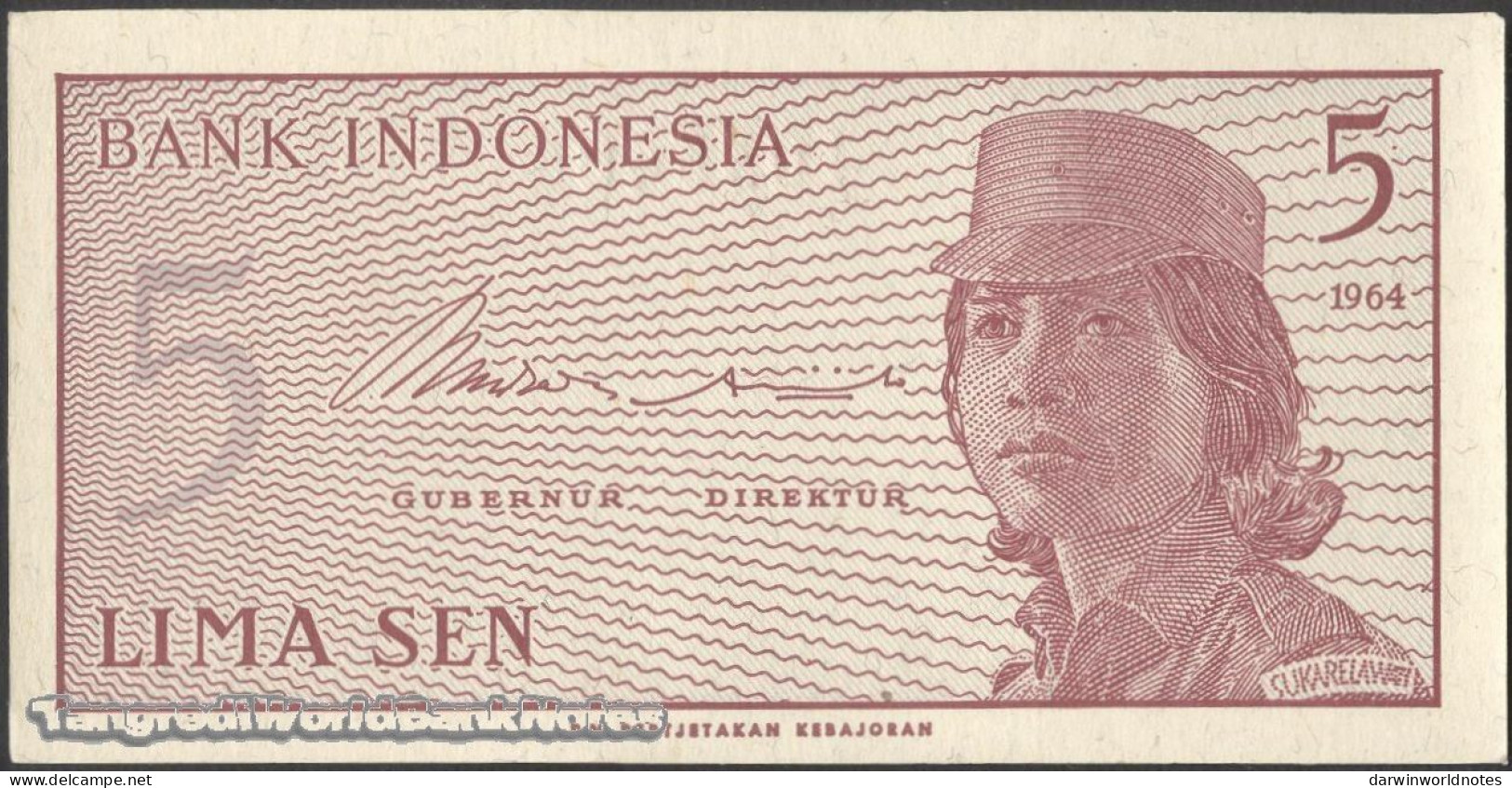 DWN - 125 world UNC different banknotes - FREE INDONESIA 5 Sen 1964 (P.91a) REPLACEMENT XAM