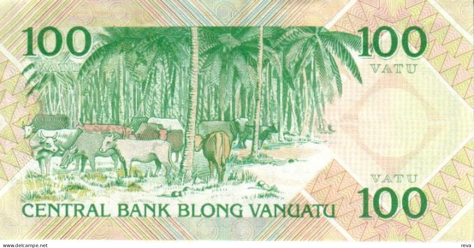 VANUATU 100 VATU EMBLEM FRONT COWA ANIMAL BACK ND(1982) P1a F+ READ DESCRIPTION - Vanuatu