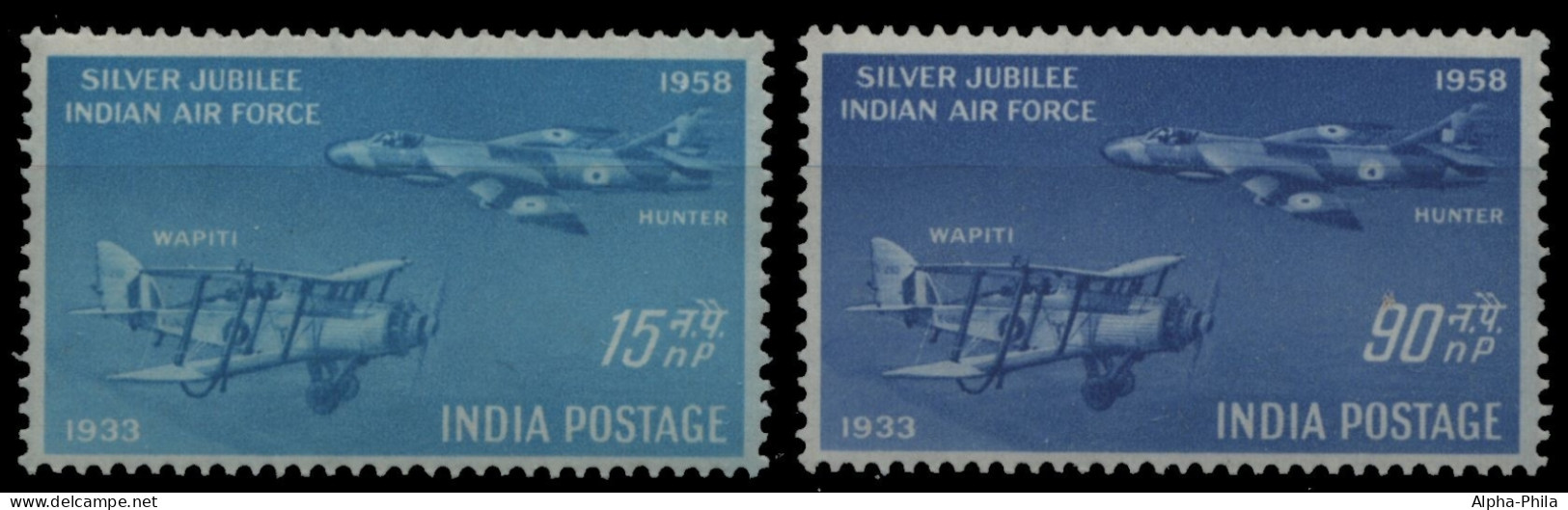 Indien 1958 - Mi-Nr. 284-285 ** - MNH - Flugzeuge / Airplanes - Ungebraucht