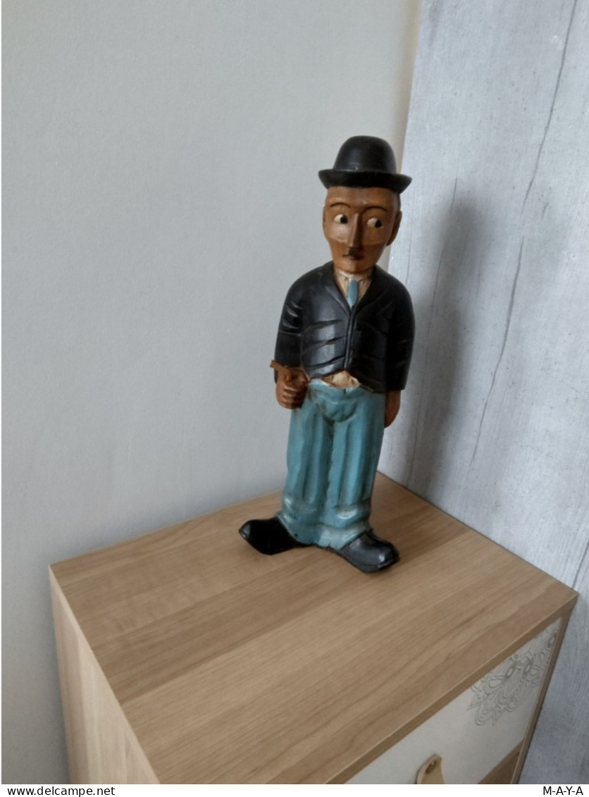 STATUETTE CHARLIE CHAPLIN - Circa 1920/1930 - EN BOIS Polychromé - Holz