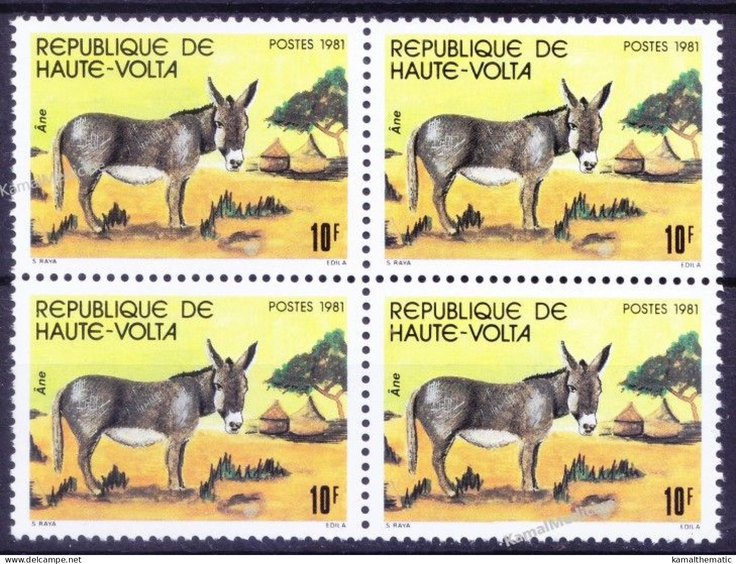 Upper Volta 1982 MNH Blk, Donkey, Farm Animals - Asini