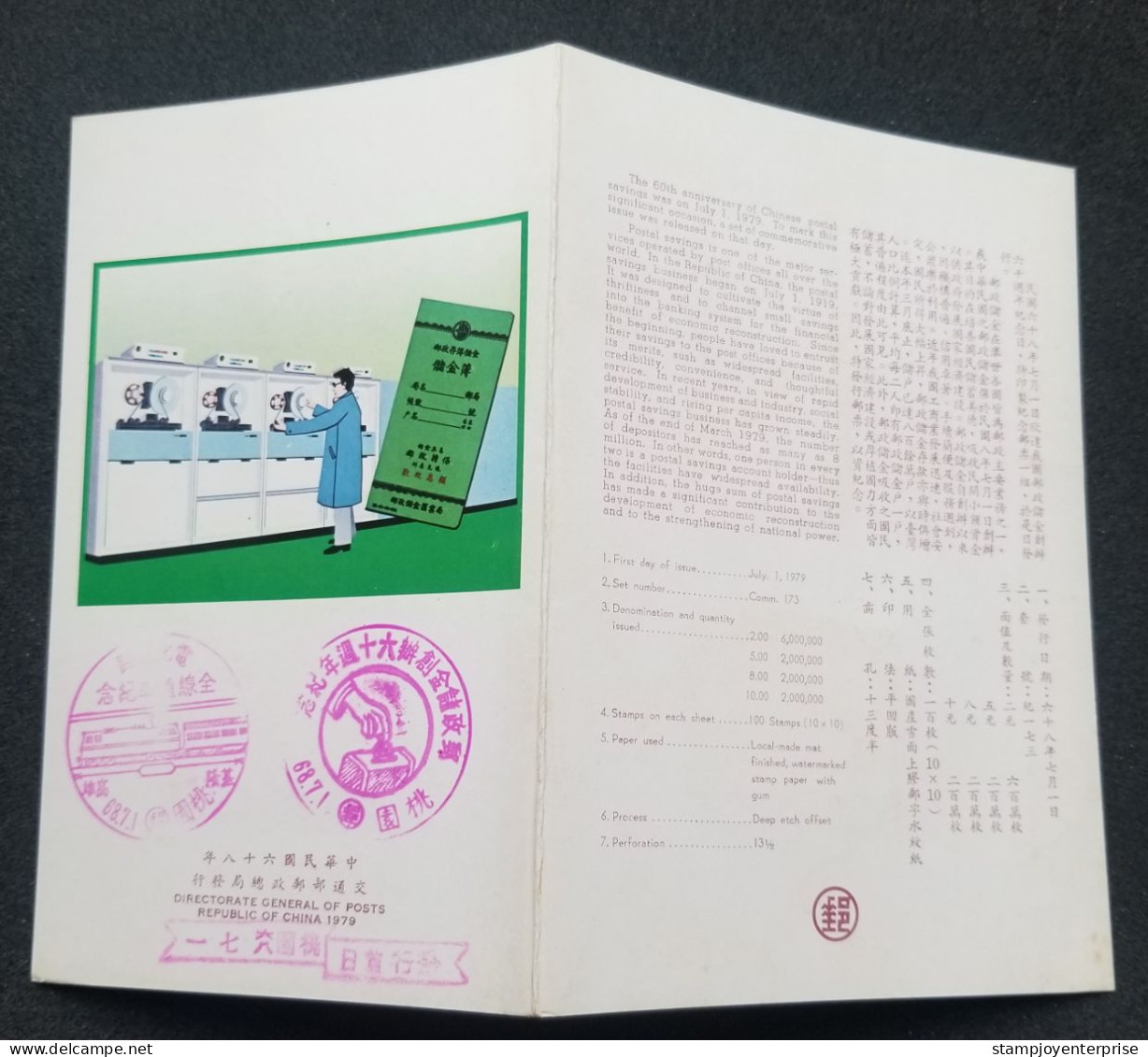 Taiwan 60th Anniversary Of Postal Savings 1979 Coin Money Fish Tree Money (FDC) *card *see Scan - Brieven En Documenten